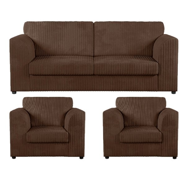 Furnishings For Less Luxor Full Jumbo Cord 3 Seater and 2 x Armchairs - Full Back