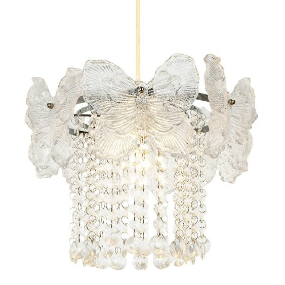 Happy Homewares Decorative Glass Butterfly Design Pendant Lamp Shade with Chrome Frame