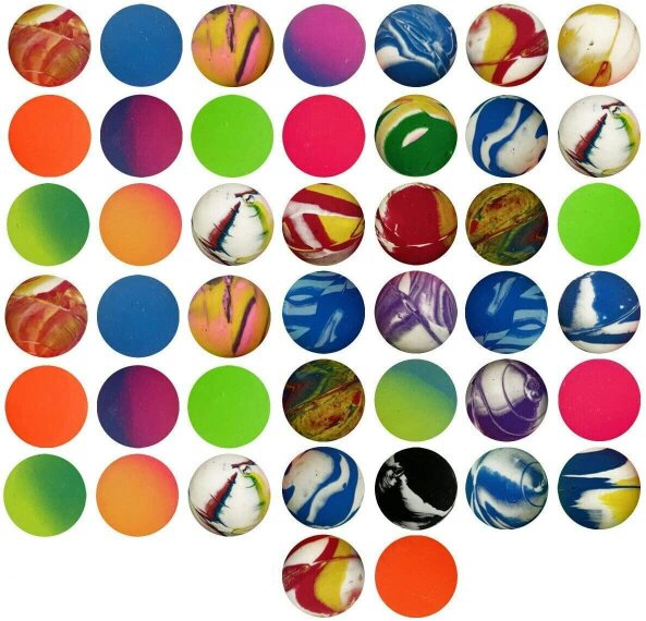 27mm Multicoloured Bouncy Jet Balls for Party Bags, Loot Bags, Stocking Fillers and Prizes - 100 Pack