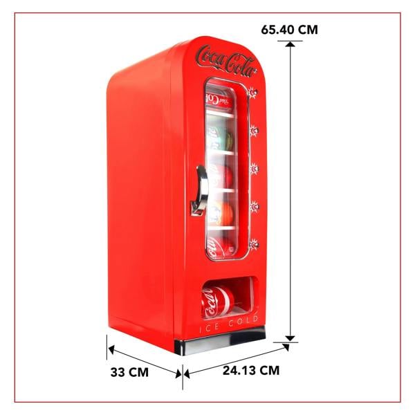 Coca-Cola 5L Vending Mini Fridge – 10 Can Portable Cooler for Bedroom, Dorm or Gaming Room (Red)