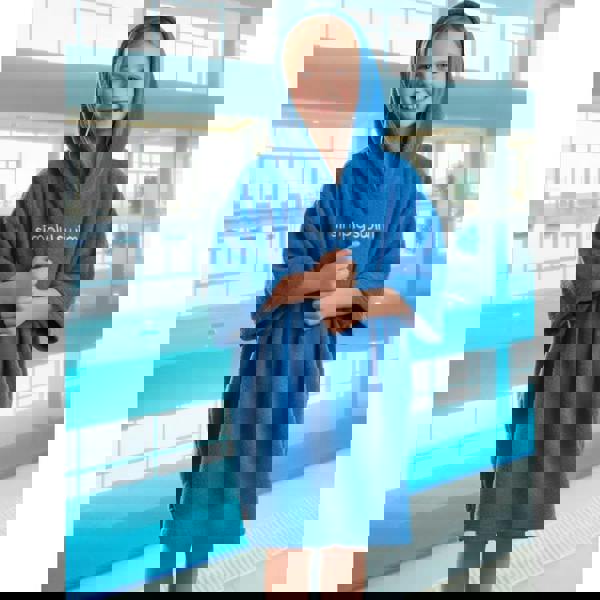 Royal blue Simply Swim infant hooded poncho towel in soft fleece