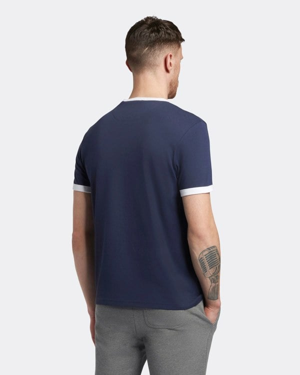 Lyle & Scott Branded Ringer T-Shirt - Navy