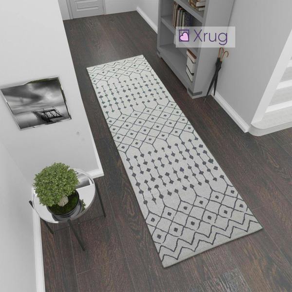 Cream Diamond Rug 100% Cotton Washable Flat Weave Mat Woven Living Room Bedroom Carpet Small Extra Large Small - 75x300cm (2'5"x9'8")