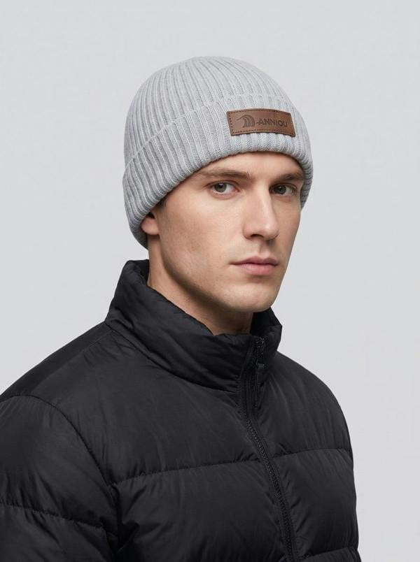 Anniou Man Windproof Knitted Beanie - Grey