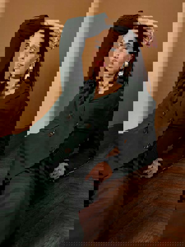 GWD Winter Taylor Green Velvet Trim Jacket