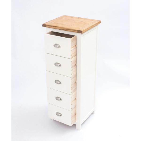 Cabinet Bits Lovere 5 Drawer Narrow Chest of Drawers Chrome Cup Handle