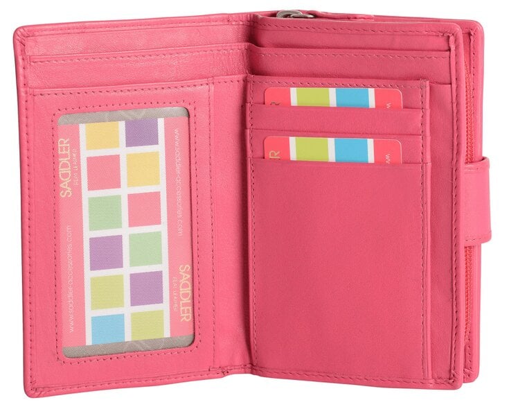 SADDLER GEORGIE Leather Double-Sided Purse - 13 Card Slots, Generous Space for Notes and Coins - RFID Protected