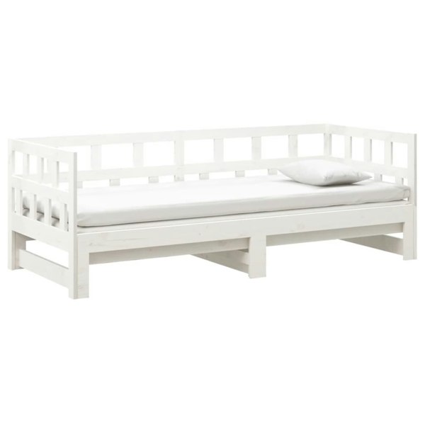 Berkfield Pull-out Day Bed White Solid Wood Pine 2x(90x190) cm