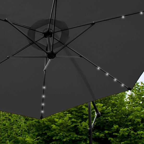 Monstershop Grey 3m LED Cantilever Parasol