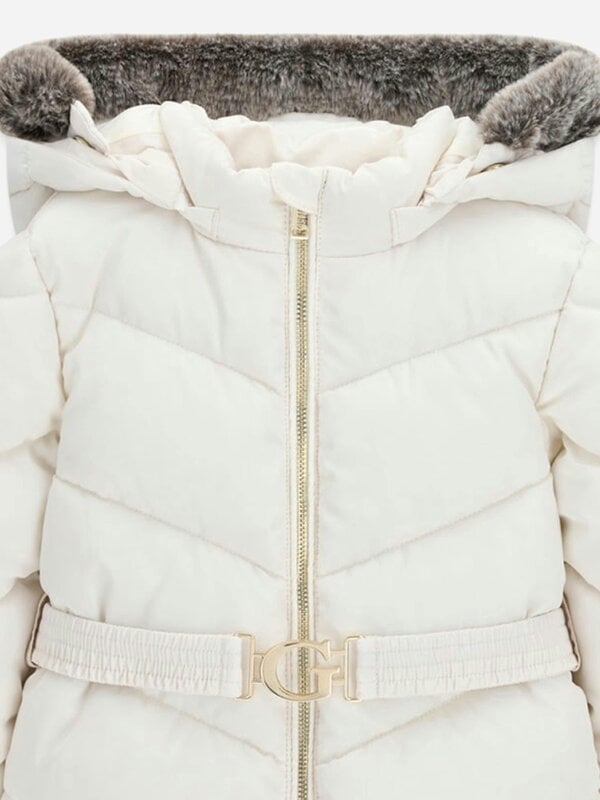 Guess Girls Hooded Puffer Jacket in Ivory