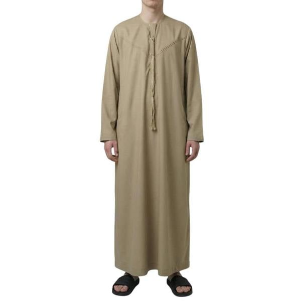 HM11 - Men's Emirati Omani Bobble Button Thobe - Beige - Thobez - 50