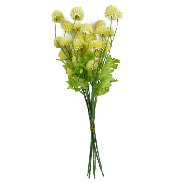 Leaf Pack of 6 x 50cm Dahlia Pompom Yellow Artificial Stem