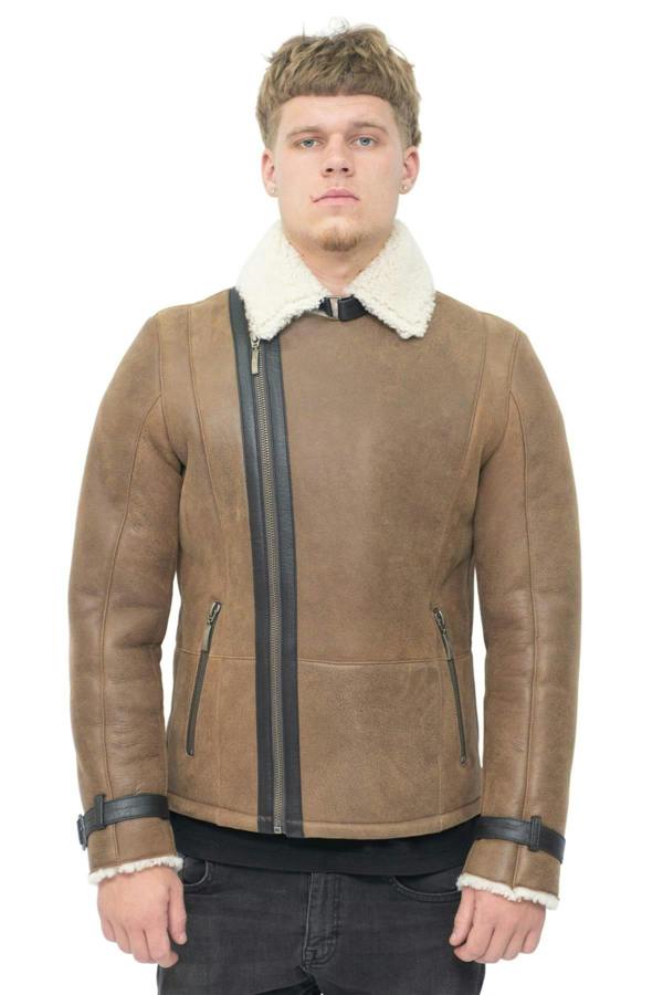 Infinity Leather Mens Double Breasted Sheepskin Leather Biker Jacket-Heathfield