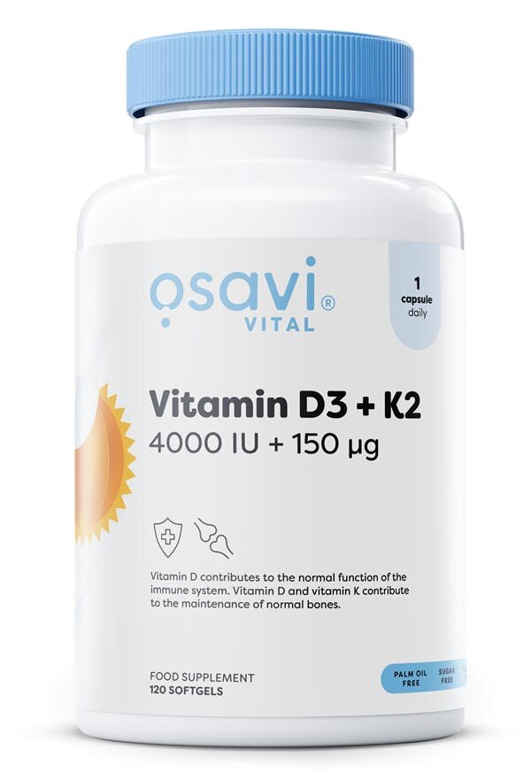 Osavi Vitamin D3 + K2, 4000IU + 150mcg - 120 softgels