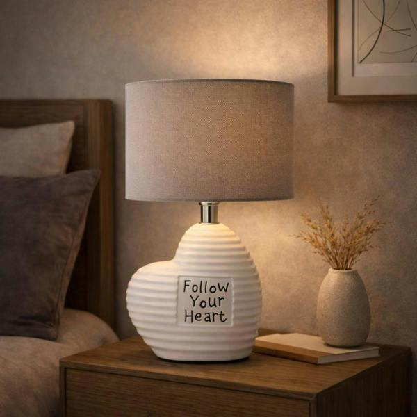 Willow Ceramic Table Lamp with Grey Shade