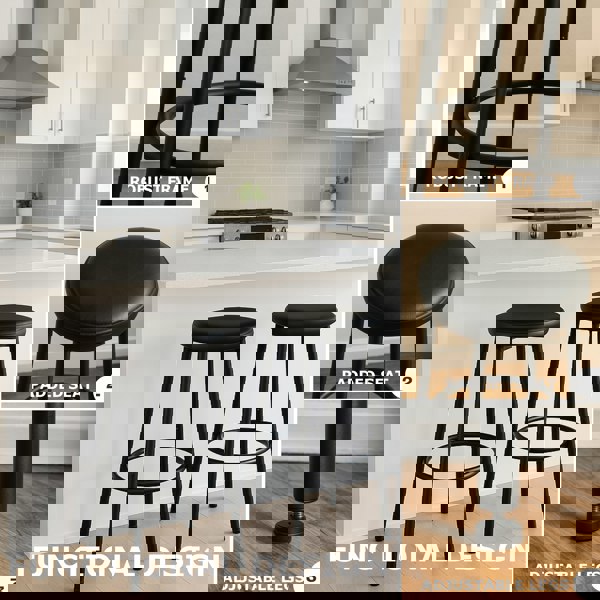 Rafaelo Mobilia Set of 2 Kitchen Counter Height Breakfast Bar Stools Black