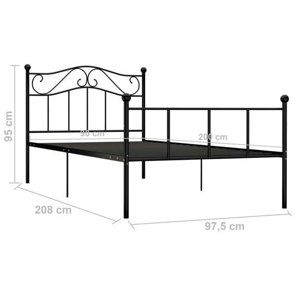 Berkfield Bed Frame Black Metal 90x200 cm