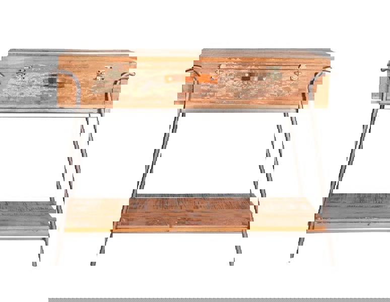 IH Design Oakland Reclaimed Box Console Table Metal and Wood