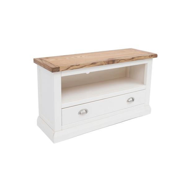 Cabinet Bits Cosenza Off White 1 Drawer TV Cabinet Chrome Cup Handle