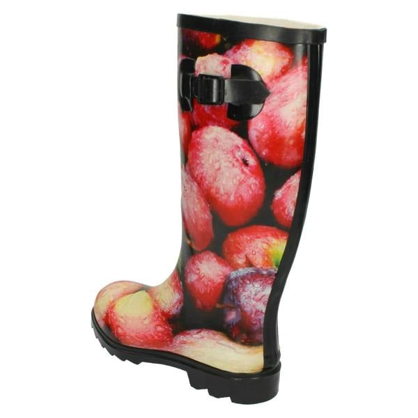 Spot On Ladies Spot On Apple Print Wellington Boot