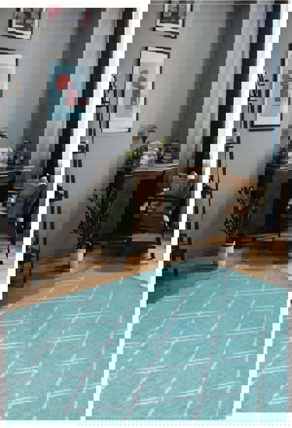 Berber Design Area Rug in Duck Egg Blue | Stylish | The Rugs