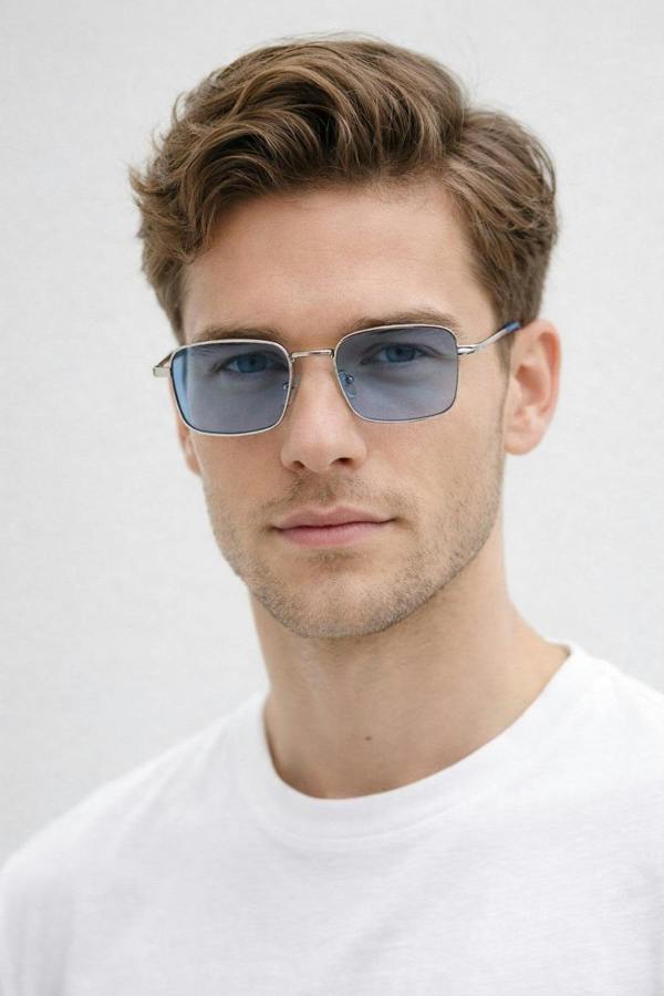 SVNX Vintage Metal Square Sunglasses In Blue