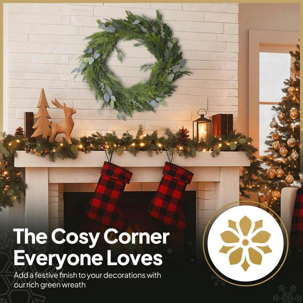 100cm Green Artificial PE Christmas Wreath for Indoor and Sheltered Outdoor Display image 4