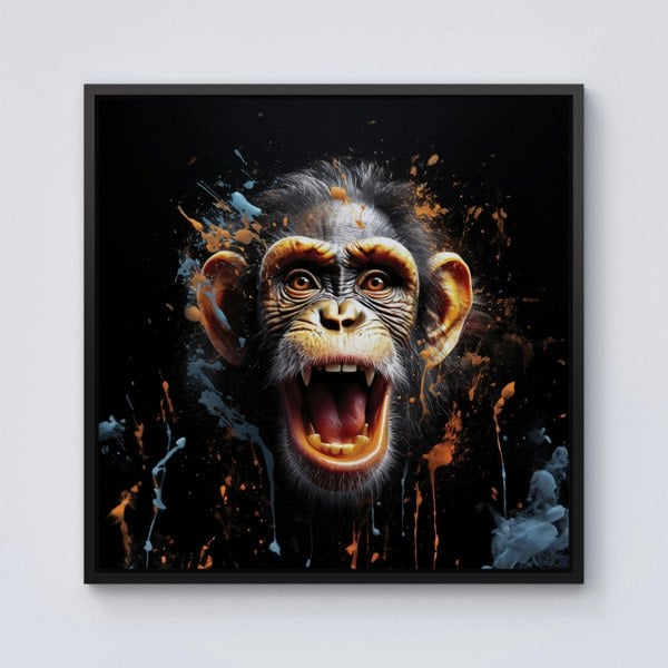 Warren Reed Monkey Face Splash Art Framed Canvas