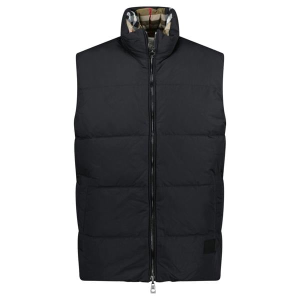 Burberry 'Lowick' Reversible Down Gilet Black & Check - chancefashionco