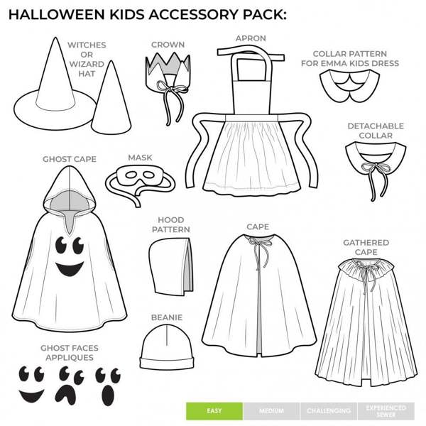 Style Arc Sewing Pattern Kids Halloween Accessory Pack - Costumes for Kids - Easy