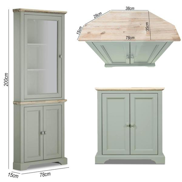 Statement Furniture Florence Corner Display Cabinet, Glass Door Assembled Dresser