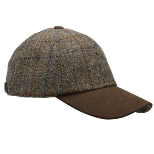 Heather Hats & Accessories Genuine Harris Tweed Baseball Trucker Cap, Cotton Lining, Outdoor Wear, Mushroom Beige