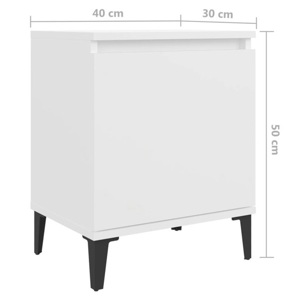 Berkfield Bed Cabinet with Metal Legs White 40x30x50 cm