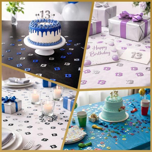 13th Birthday Pink and Silver Metallic Confetti Decoration Pack for Party Tables image 6