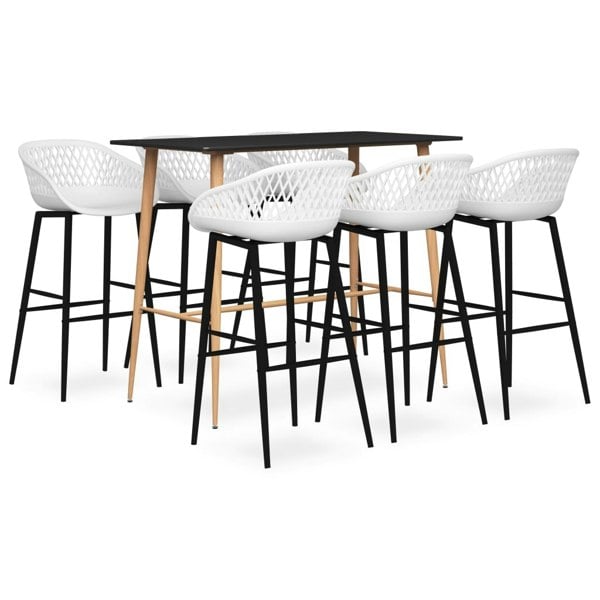Berkfield 7 Piece Bar Set Black and White