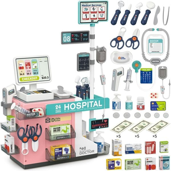 deAO Toys Doctor Kit for Kids – 49PCS Pretend Medical Station with Stethoscope, Tools & Accessories for Children Ages 3+