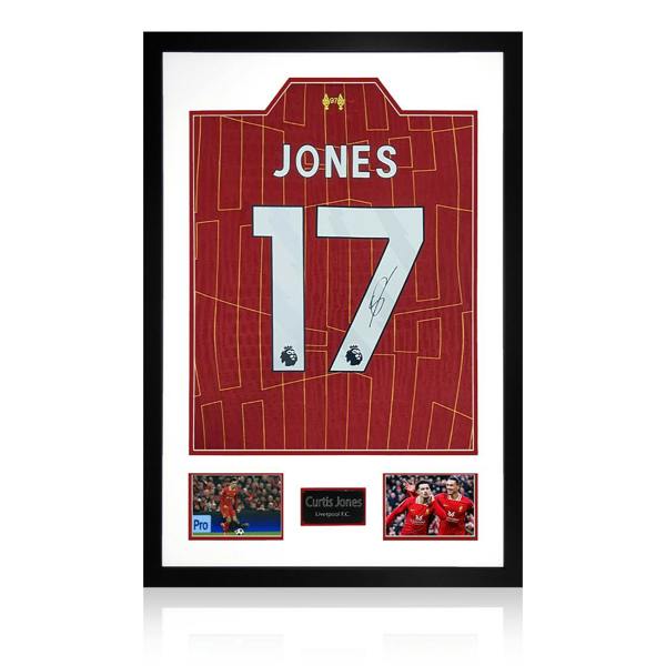 Curtis Jones Signed Liverpool Shirt Premium Frame (AFTAL Authentication)