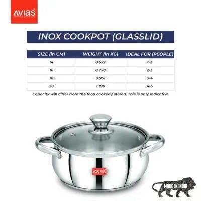 SS Utensils - Inox IB Belly Cookpot with GL (16 cm)