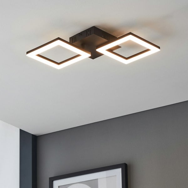 EGLO Paranday-Z Black Steel Smart Control, Colour Changing Ceiling Light, (L) 47cm