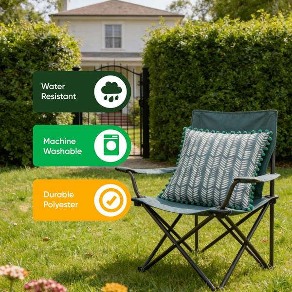 Gardenwize Pair of Outdoor Scatter Cushions – Teal Fern Design