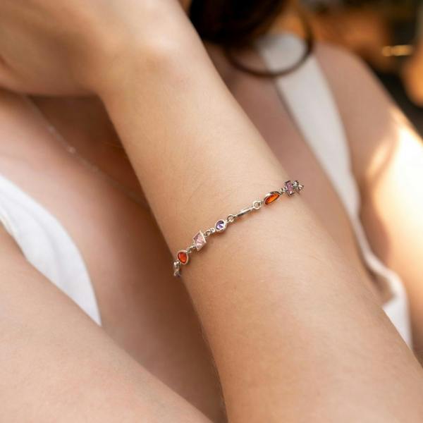 Spero London Multicolour Multi Cut Sterling Silver Bracelet