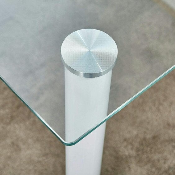 Kosy Koala Modern Clear White Glass Dining Table with Stylish metal Legs 120cm