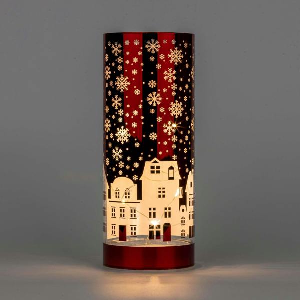 22cm Christmas Decorated Glass Vase Lamp with Warm White LED Lights for Indoor Festive Display image 1