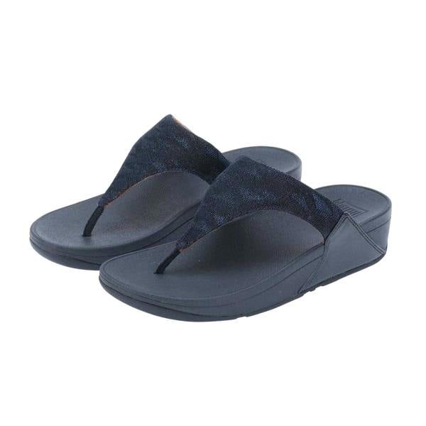 Fit Flop Womens/Ladies Lulu Glitz Toe Post Wedge Sandals - Navy - 