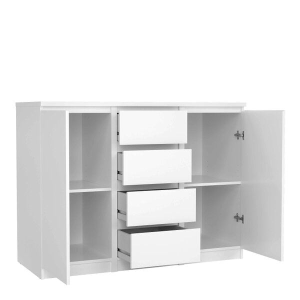 Wyld Haus Budapest White Wooden Sideboard 4 Drawers 2 Doors