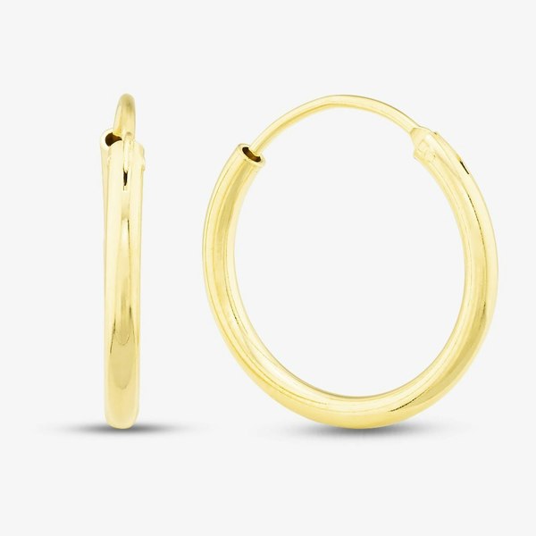 T. H. Baker Silver Gold Plated 20mm Sleeper Hoop Earrings S3511