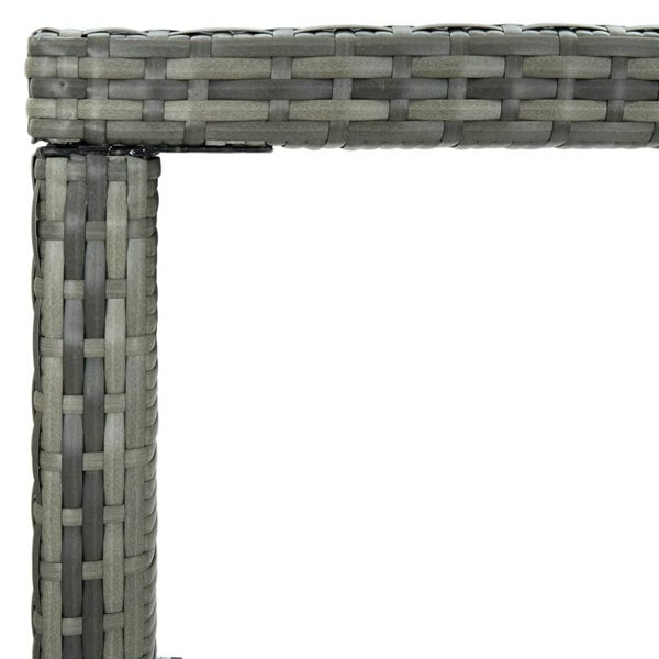 Berkfield Garden Bar Table Grey 130x60x110 cm Poly Rattan and Glass