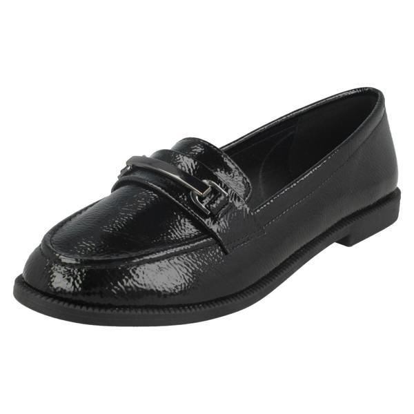 Down to Earth Ladies Down To Earth Black Loafers F80420
