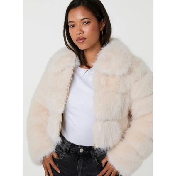 Pink Vanilla Faux Fur Cropped Coat