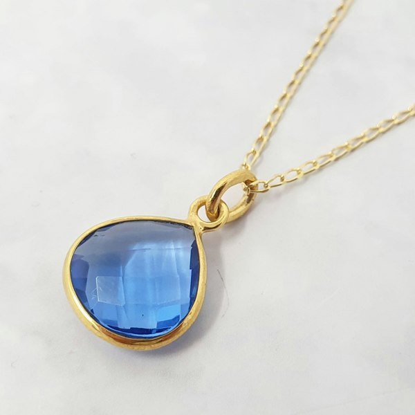 Blue Topaz December Birthstone Charm Necklace